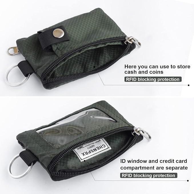 CHENSPRX Minimalist RFID Blocking Small Wallet with ID Window,WaterResistant Zip Id Case Wallet with Lanyard Keychain for Cards,Cash,Travel,Women,Men - Image 4