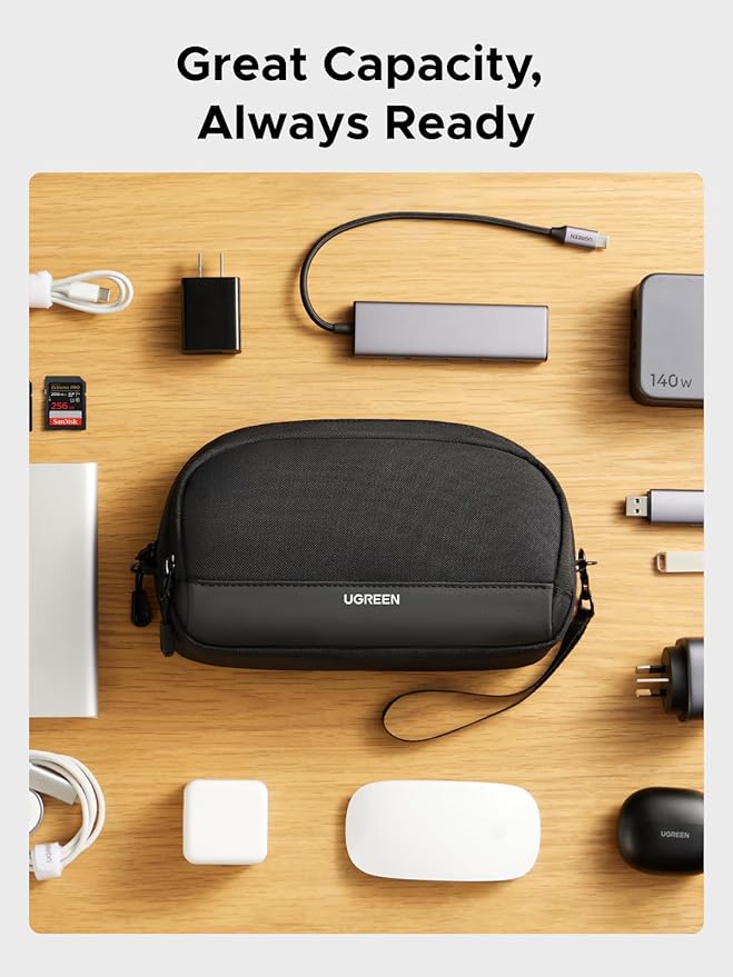 UGREEN Electronics Organizer Travel Case Bag Multifunctional Organizer Carrying Case for Cables, Cord, SD Card, Earbuds, Charger, USB Adapter, Electronic Accessories Medium Size - Image 2