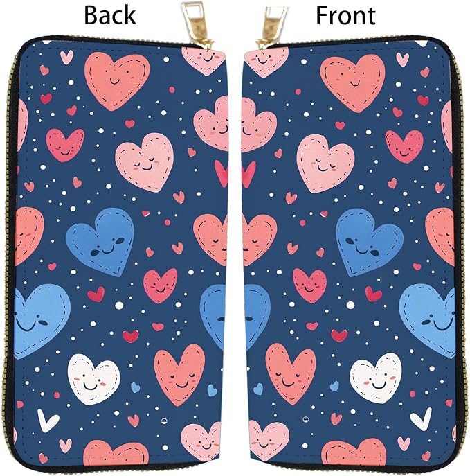 Women's RFID Blocking PU Leather Zip-Around Wallet, Large Capacity Clutch with Phone Holder, Travel Purse & Card Organizer with Removable Wristlet,Love Heart - Image 5