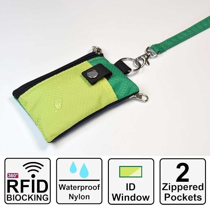 CHENSPRX Minimalist RFID Blocking Small Wallet with ID Window,WaterResistant Zip Id Case Wallet with Lanyard Keychain for Cards,Cash,Travel,Women,Men - Image 2