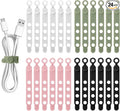 24Pcs Silicone Cable Ties Cord Organizer Cable Management - 4 Colors | Elastic Reusable Cable Straps for Earphone, Phone Charger, Computer Wires, Cap in Home,Office,Kitchen,School,Travel,Hiking by Cfyouend