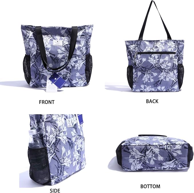 ESVAN Original Floral Water Resistant Large Tote Bag Shoulder Bag for Gym Beach Travel Daily Bags Upgraded - Image 4