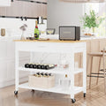 Shintenchi Kitchen Island Cart with Storage,Rolling Kitchen Island Side Table on Wheels with Large Worktop,Storage Cabinet,Towel Rack,Drawers and Open Shelves for Kitchen,Dinning Room,White by Shintenchi%7CFurnitureMadeforRealLife