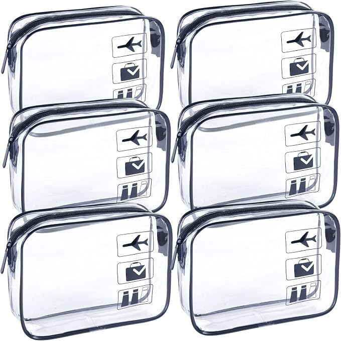 Clear Makeup Bags TSA Approved Toiletry Bag-6Pack | 6Pcs,Clear Travel Bags for Toiletries, Carry on Airport Airline Compliant Bag,Black by Unknown