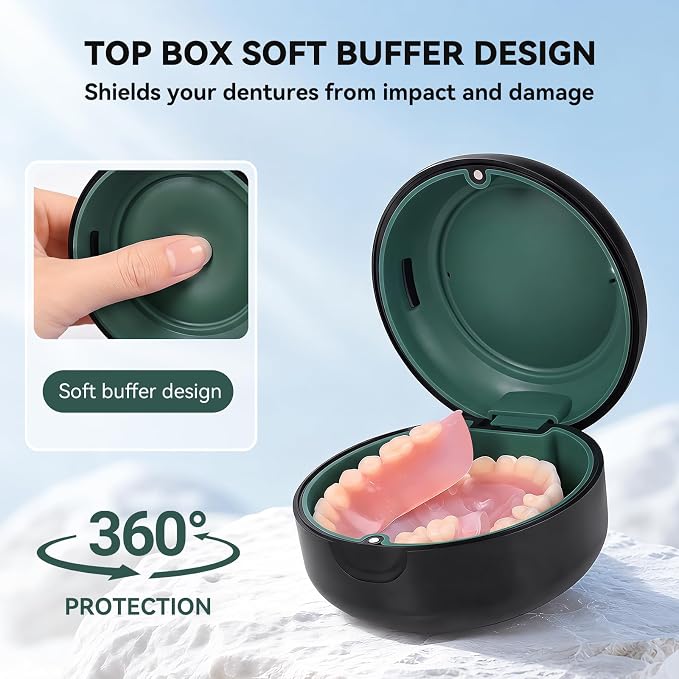 Portable Vent Denture Bath Case, Soft Buffer Holder for Travel False Teeth | Safe material, removable silicone pad for hygienic use, multi-scene use, pocket fit for home, journeys & daily oral storage - Image 2