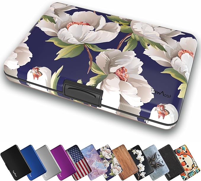TopMost Aluminum Wallet, Card Case Wallet, Metal RFID Credit Card Holder for Men & Women, 6 Cotton Slots for 10-12 Cards And Bills, Rfd Protective by TopMost