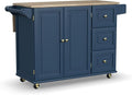 Homestyles Mobile Kitchen Island Cart with Wood Top and Dropleaf Breakfast Bar, Blue by homestyles