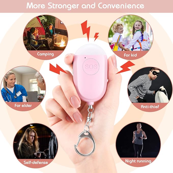 Frienda 4 Pieces Personal Security Alarm Keychain 130 dB Safety Alarm Self Siren Song Keychain with USB Rechargeable LED Flashlight for Women Kids Children Elders Men - Image 5