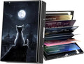 Metal Wallet,Credit Card Holder for Women Men,RFID Blocking Card Holder Wallet Mini Slim Aluminum Wallet ID Case Hard Card Case Business Card Holder Case,Lonely Cat Moon by ACWDMKH