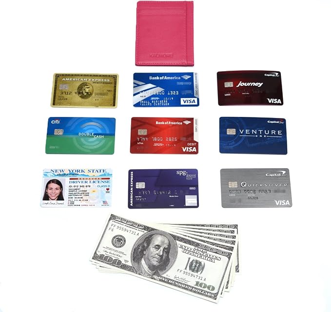 KALMORE womens Credit Holder Genuine Leather Slim Minimalist Card Case Wallet, Black With Id Window - Image 7