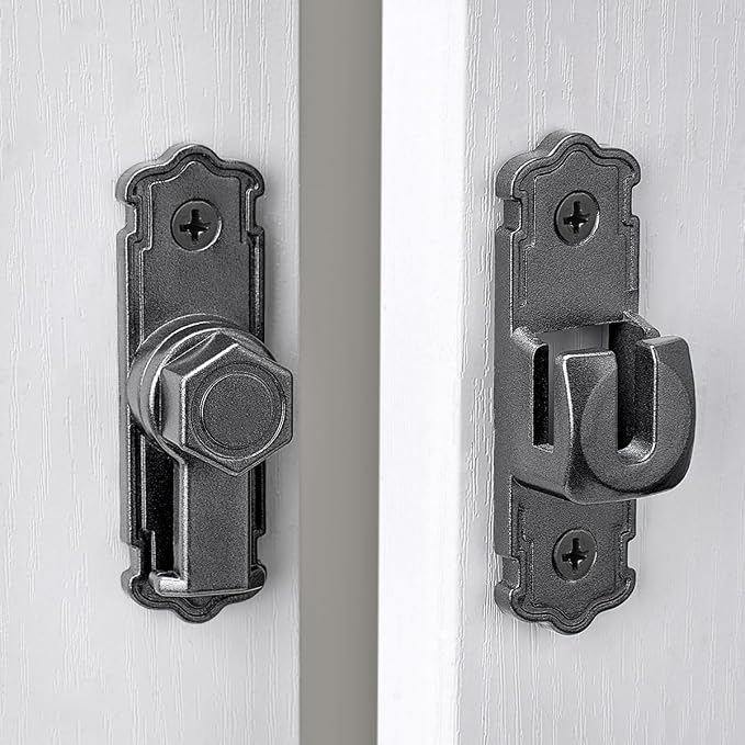 2 Packs Grey Aluminum Alloy 90/180 Degree Gate Lock,Barn Door Latches | Flip Gate Latches,Right Angle Door Lock Latch,Sliding Door Latches,for bedroom,garage,window,pet enclosures,drawer,cabinet - Image 6