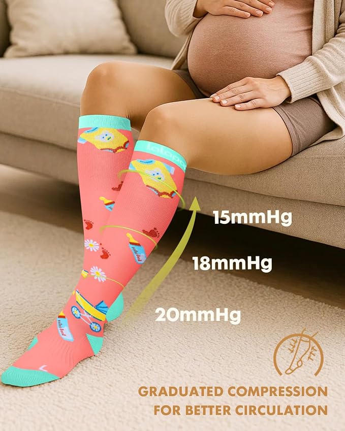 Thick Soft Cotton Compression Socks | 2 Pairs 15-20mmHg Cushioned Soft Breathable Comfortable Knee High Compression Socks for Women Men, Pregnancy Travel Nurse - Image 5