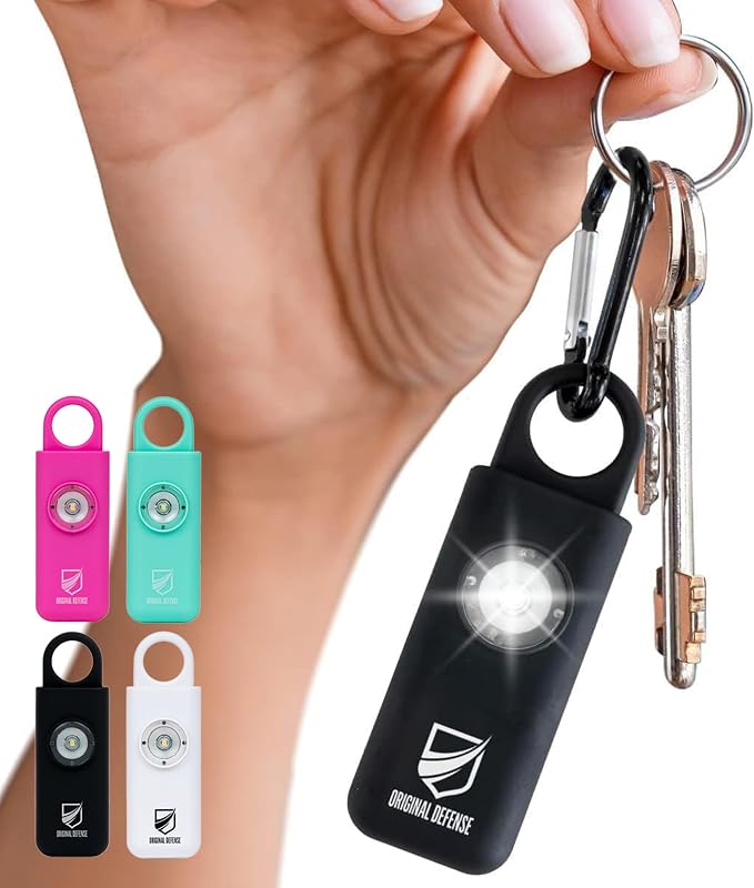 Original Defense® Siren Self-Defense Alarm - 130 dB Keychain Alarm with LED Strobe Light for Women, Children, and Elderly - Police Recommended - (Black, 1 Count) by OriginalDefense