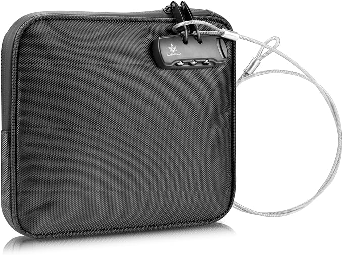 KOSMCCO Beach Locking Bag, Portable Safe, Black, 9x7.5 Inch | Anti-Theft Design, Security Cable Included, Holds Phone Wallet and Keys, Ideal for Beach Pool Cruise and Travel by KosmccoCo