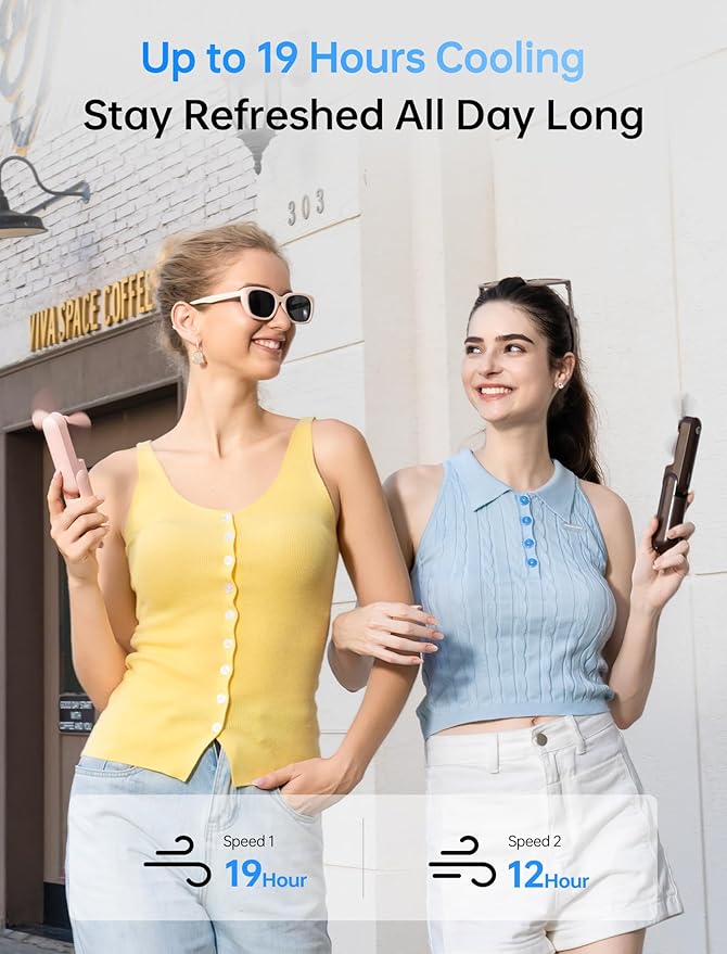JISULIFE 3 IN 1 Portable Fan with Power Bank & Flashlight Featured | 19H Max Cooling, USB Rechargeable, Pocket-Sized Handheld Fan for Travel, Cruise, Concerts, Makeup, Summer Gifts for Women - Image 3