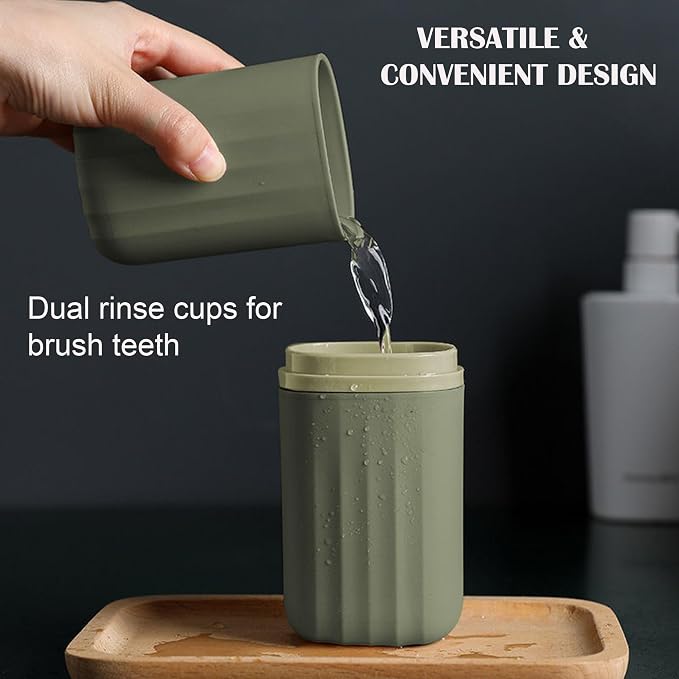 Portable Travel Toothbrush Holder: 2-in-1 Dustproof Toothbrush Travel Case with Rinse Cup, Travel Toothbrush & Toothpaste Containers for Camping, Hiking, School, Business Trip - Image 8