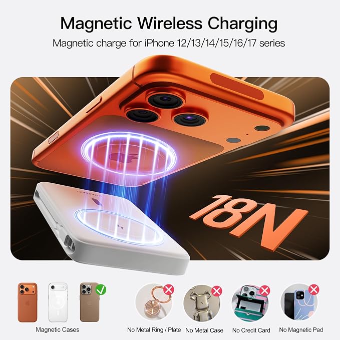 No More Forget Cables! 10000mAh Ultra Slim Magnetic Power Bank, Built-in USB-C & iPhone Cable, 20W Portable Charger with Foldable Stand, for iPhone 17/16/15/14/13/12 Series - Image 9