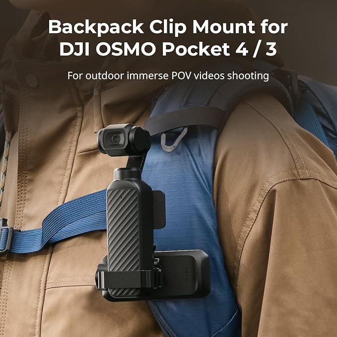 SMALLRIG Magnetic Backpack Strap Clip Mount w Cage for DJI Pocket 4P 4 3 | for Action 6/5 Pro/4/Nano, for Insta360 X5/X4/X3/Ace Pro 2, for GoPro Hero 13/12/11, with Ball Head Mantis Hook - 6052 - Image 2