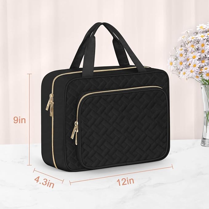 Toiletry Bag for Women, Large Cosmetic Travel Bag, Hanging Toiletry Bag for Bathroom, Thickened PVC Waterproof Makeup Bag, Toiletries Bag for Travel Business Trips and Camping, Black - Image 6