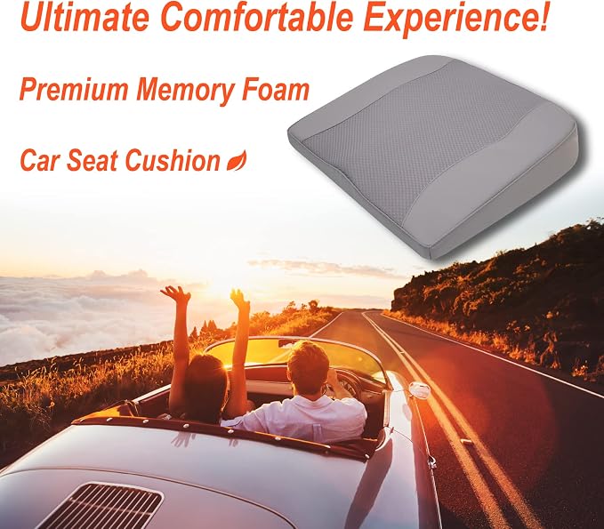 Lofty Aim Car Seat Cushion, Memory Foam Car Seat Cushions for Long Driving | Comfy Car Seat Pillow for Pain Relief, Driver Seat Cushion Adds Height, Butt Cushion for Car, Truck, Office Chair, Gray - Image 2