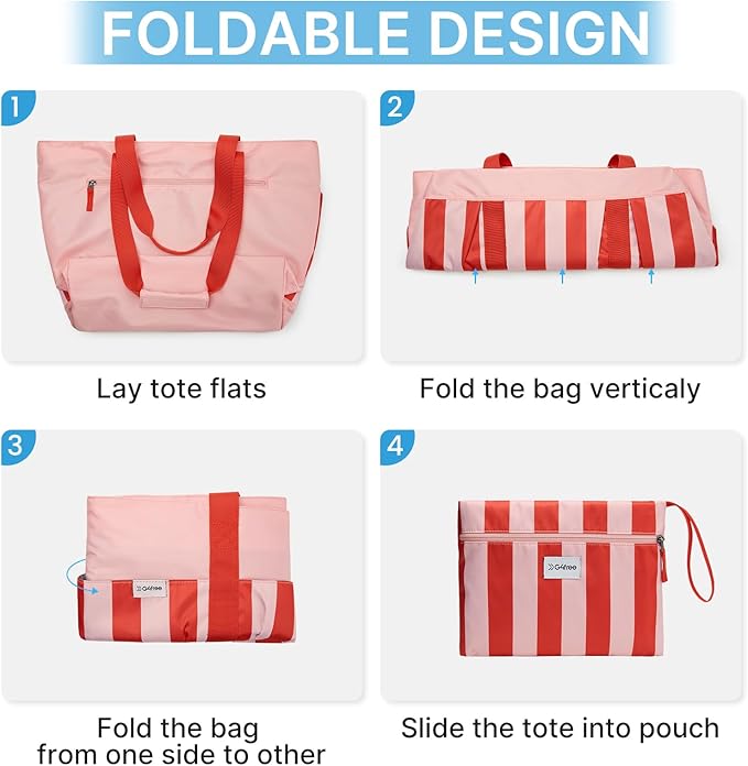 G4Free Beach Bag, Waterproof Beach Tote Pool Bags for Women | Compatible with Cup, Large Capacity Sandproof Foldable for Weekender Travel Swim - Image 4