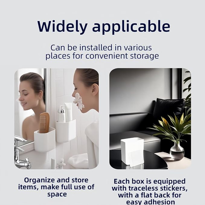 2-Pack Stick-On Wall Mount Remote Holder - No Drill, Damage-Free Adhesive for TV/AC Remotes, Phones, Pens, for Bathroom Kitchen Office - Fits Any Decor, White (Easy Install, Space-Saver) - Image 6