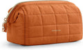 BAGSMART Makeup Bag Travel Toiletry Bag, Puffy Padded Make Up Bags for Women Makeup Organizer Case, Wide-open Pouch Purse Travel Essentials Toiletries Accessories Brushes, Rust Orange by BAGSMART