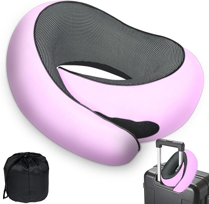 Neck Pillow for Airplane Travel, Comfortable Travel Neck Pillow for Long Flights, Ergonomic Airplane Pillow for Sleeping (Pink, J10) by Unknown