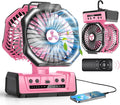 Dual Head Portable Rechargeable Fan 20000mAh Battery Powered Camping Fan Cordless with LED Lantern & Remote, Auto Oscillation, Hook, Battery Operated for Tent Office Travel Picnic Jobsite Pink by OnlyNewforYourLife