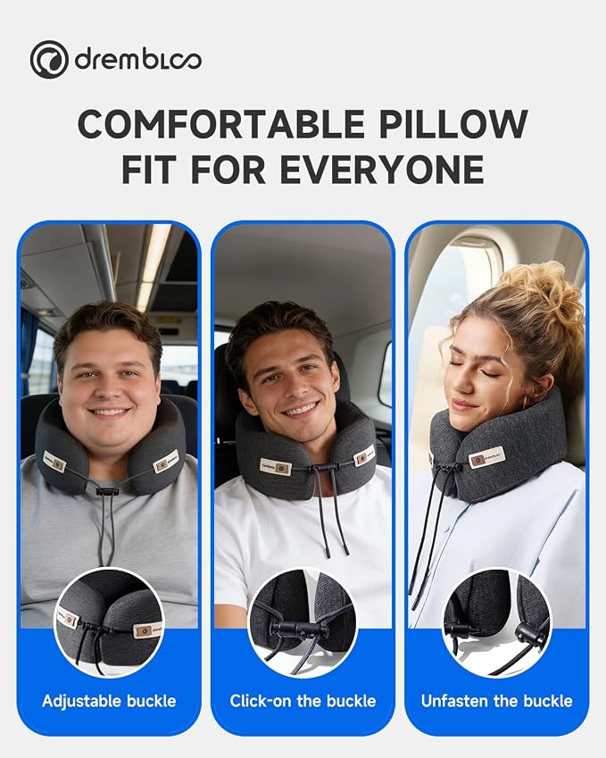 Travel Neck Pillow for Airplane, Premium Memory Foam 360° Ergonomic Support for Sleeping on Long Flights, Compact Portable Sleep Essential with Comfortable Cover for Cars, Office Naps & Home Use - Image 6