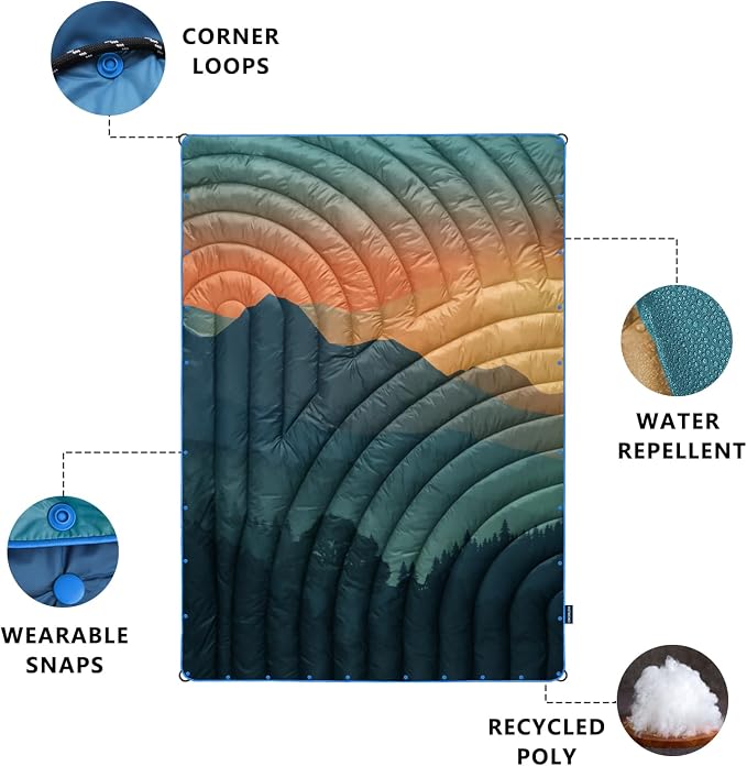 Puffy Camping Blanket,Large Camp Blanket Outdoor Camping Quilt Waterproof | Lightweight Printed Warm Packable Down Alternative Blanket for Camping,Traveling, Stadium, Hiking, Picnics - Image 4