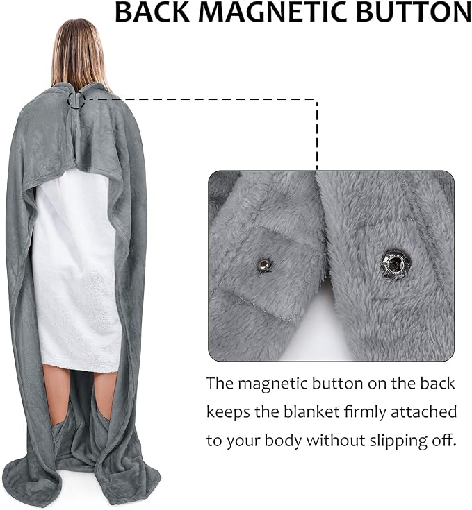 Tirrinia Travel Blanket Pillow - Wearable Airplane Blanket with Feet Pockets for Long Flights, Airplane Accessories Blanket Robe for Women and Men, Gift for Her - Image 5