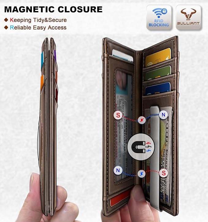 BULLIANT Magnetic Slim Leather Airtag Wallet Money Clip For Men 12Cards | RFID Blocking | Easy Access | Gift Boxed | Pocket Fit - Image 3