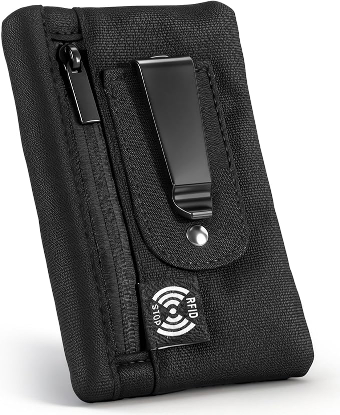 RFID Blocking Clip Stash Pocket, Ultra Thin Anti-Theft Travel Pouch, Compact Hidden Travel Belt Wallet for Cards & Cash Pickpocket Hidden Clips Stash Credit Card Holder for Everyday Carry Traveling by Unknown