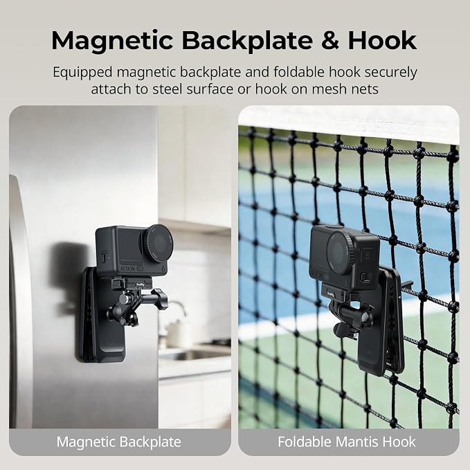 SMALLRIG Magnetic Backpack Strap Clip Mount with Ball Head Mantis Hook | Adapter Base for DJI Osmo Nano/Action 6/5 Pro/4, for Insta360 X5/4/3/Ace Pro 2/Go Ultra, for GoPro 13/12/11, for AKASO - 5722 - Image 3