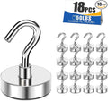 Magnetic Hooks 50lbs Strong Magnets Hook 18 Pack | Heavy Duty Extra Strong Cruise Hook for Hanging, Industrial Metal Refrigerator Hooks for Cruise Cabins Fridge Kitchen Grill by MIKEDE
