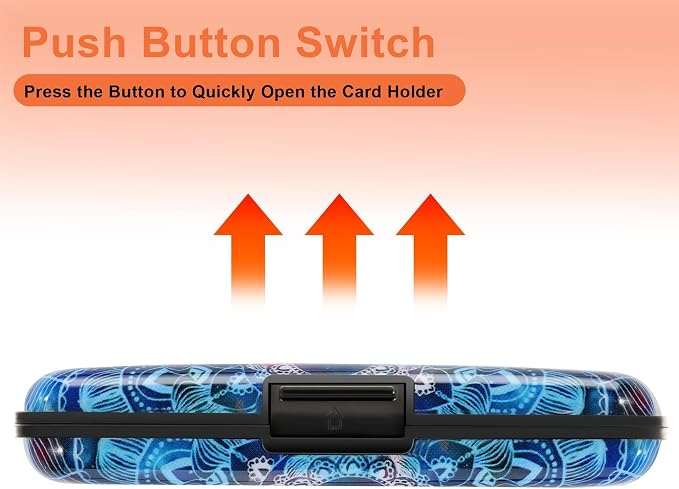 Mayski Credit Card Holder for Women RFID Blocking Wallet, Mandala | Card Wallets for Women Small Mini Business Metal Accordion Aluminum Alloy Hard Case for Men - Image 6