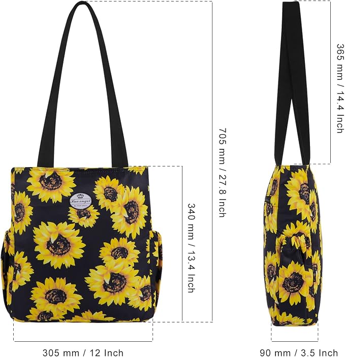 HUA ANGEL Floral Tote Bag - Casual Shoulder Bag Daily Tote Bag with Zipper Gym Travel Shopping Work Handbag for Women - Image 5