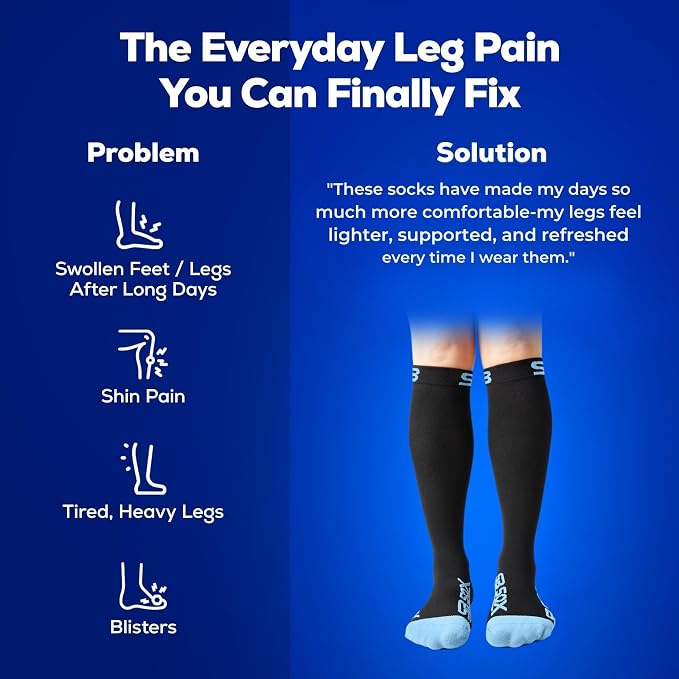 SB SOX Compression Socks for Men & Women (15-20mmHg) | Best Compression Socks for Flying, Medical, Sports, Wide Calf Fit, Pregnancy, and Daily Wear - Image 5