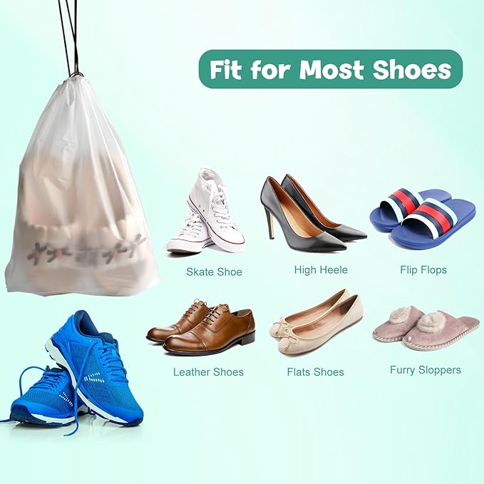 100 Pcs Shoe Bags for Travel, PLULON 15.7" x 11.8" Clear Drawstring Storage Bags Shoes Organizer for Packing Waterproof Dustproof Women Men Portable Travel Essentials - Image 2
