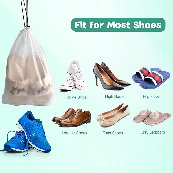 26 Pcs Shoe Bags for Travel, PLULON Clear Drawstring Travel Shoe Bags for Packing Waterproof Dustproof Shoes Organizer Pouch Travel Accessories Shoe Storage Bag for Women Men Portable Travel Essential - Image 2