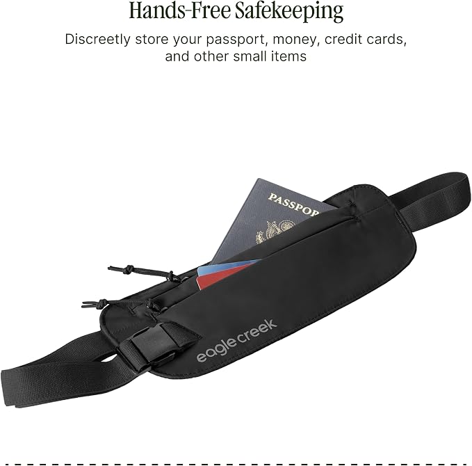 Eagle Creek Undercover RFID Money Belt, Black | Slim Travel Waist Pouch with RFID Blocking, Secure Passport, Cards, and Cash, Adjustable Strap, Lightweight and Discreet - Image 4