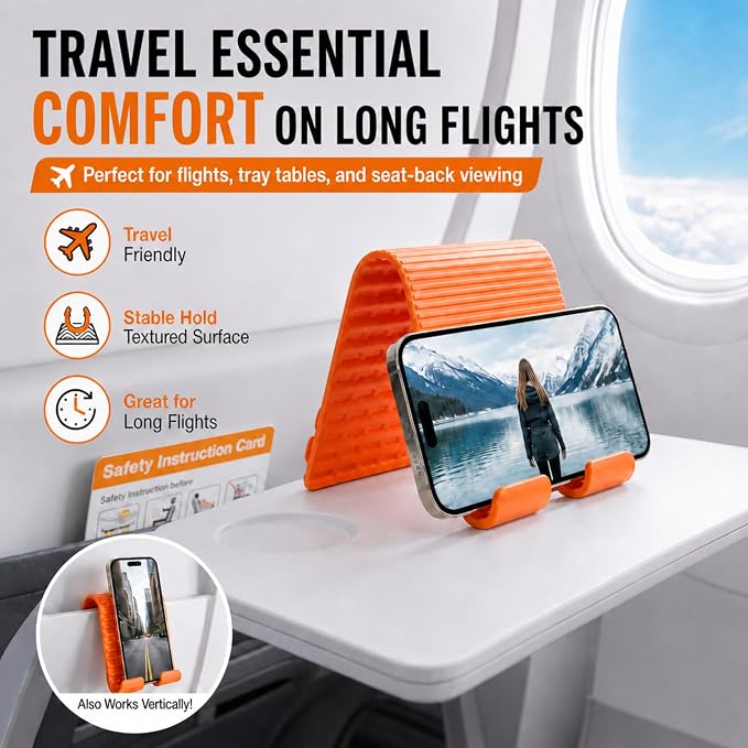 Airplane Phone Holder, Flexible Silicone Cell Phone Stand | Travel Essentials, Bendable Foldable, For Desk Bed Treadmill, 24 Suction Cups, Portable Plane Essentials for Flying - Image 2