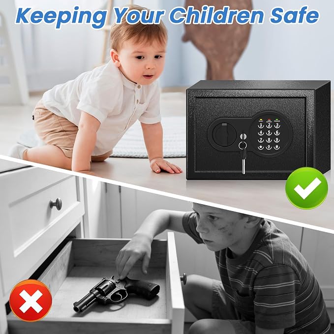 0.5 Cu Ft Mini Safe Box with Fireproof Document Bag, Money Safe with Keys & Pass Code & Wall Mount Kits, Small Safes with Smart Alert System for Money, Jewelry, and Documents【2026 New】 - Image 9