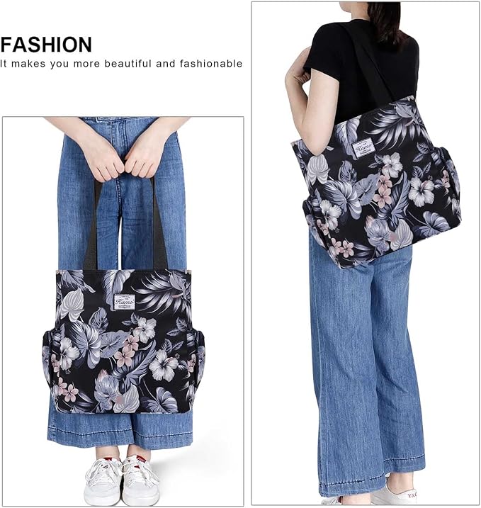 KAMO Floral Tote Bag - Waterproof Lightweight Handbags Travel Shoulder Bag for Hiking Yoga Gym Swimming Travel Beach - Image 6