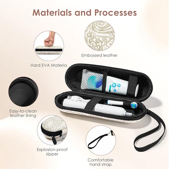 Electric Toothbrush Travel Case, compatible with Oral-B/Oral-B Pro 1000, 1500, 5000, 7000, 7500, 6000, 9600; Philips Sonicare 4100, 5100, 1100, 6100, 5300; Oral-B iO electric toothbrush - Image 5