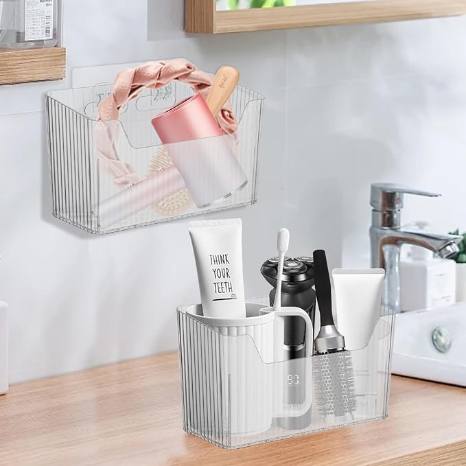 4 PCS Adhesive Kitchen Cabinet Door Organizer Storage Caddy, Clear Lid Organizer Cabinet Door Wall Mounted Pantry Storage Organizer for Food, Under Sink Door Storage Shelf for Kitchen Bathroom Office - Image 6