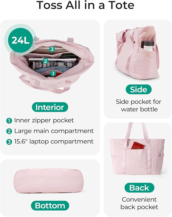 BAGSMART Tote Bag for Women, Tote Bag with Zipper Work Tote with Compartments Nurse Shoulder Hanbag for Travel, Gym - Image 5