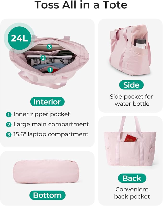 BAGSMART Tote Bag for Women, Tote Bag with Zipper Work Tote with Compartments Nurse Shoulder Hanbag for Travel, Gym - Image 5