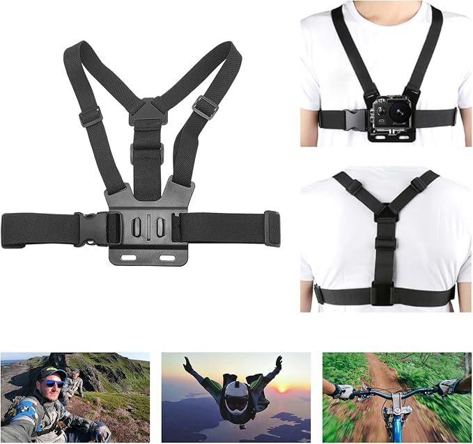 Action Camera Accessories Kits Bundle, 4k Camera Car Suction Cup Mount/Head Strap Mount/Chest Harness/360° Rotating Helmet Base/Magnetic Holder/Bicycle Handlebar Stands - Image 4